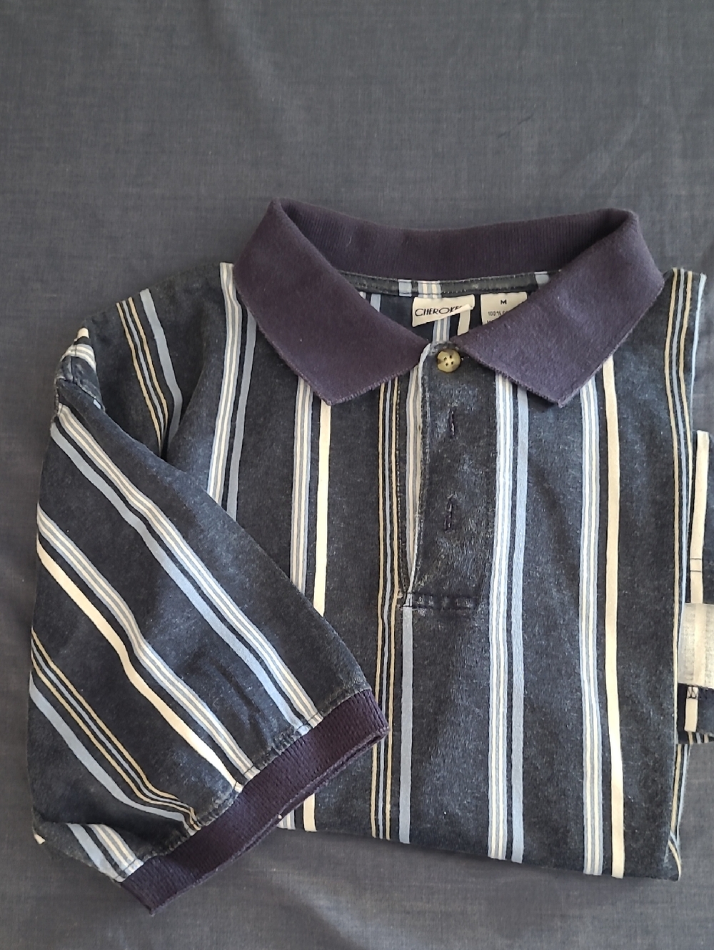 Cherokee Men's Navy Striped Polo
